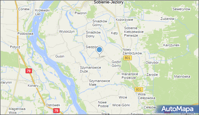 mapa Goźlin Mały, Goźlin Mały na mapie Targeo